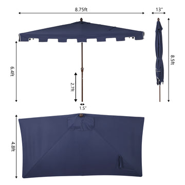 Sidney 9 ft. Classic MidCentury Rectangular Half Market Patio Umbrella